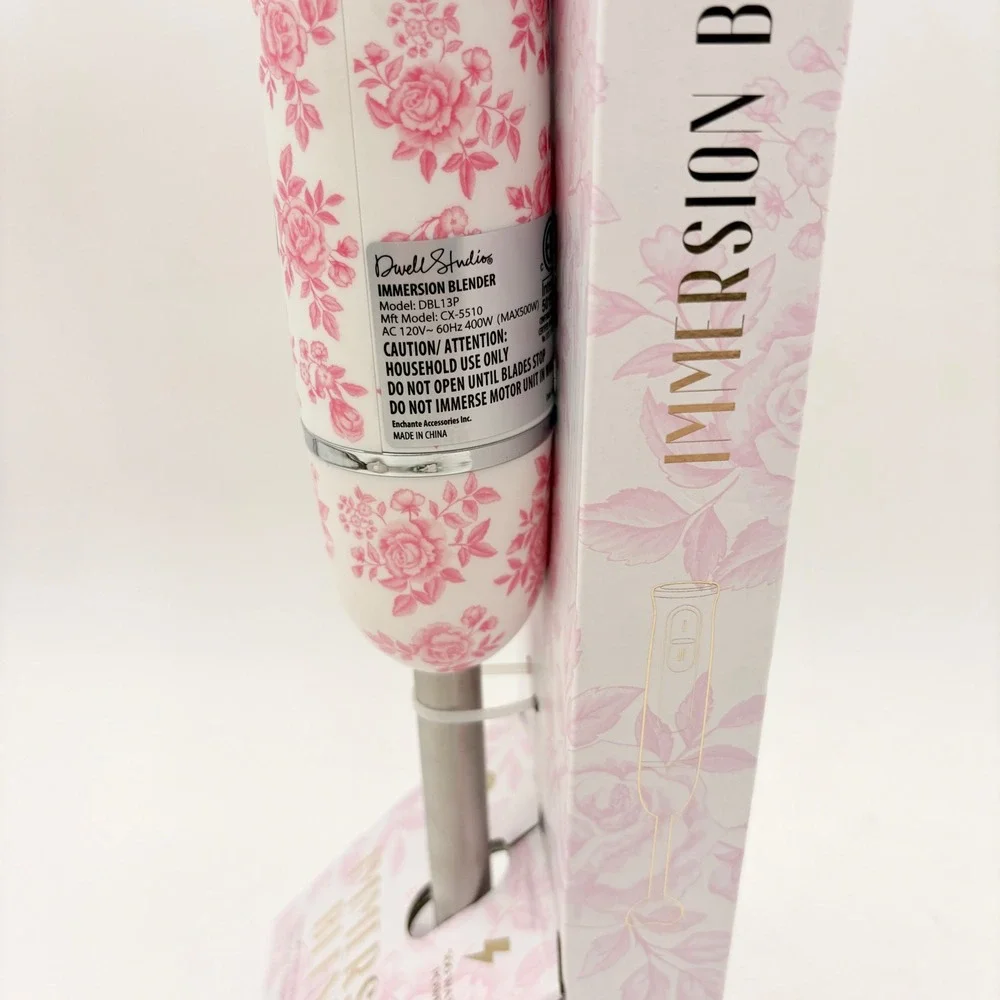 Dwell Studio Immersion Blender 500W 2-Speed‎ Pink Floral Toile Hand Blender